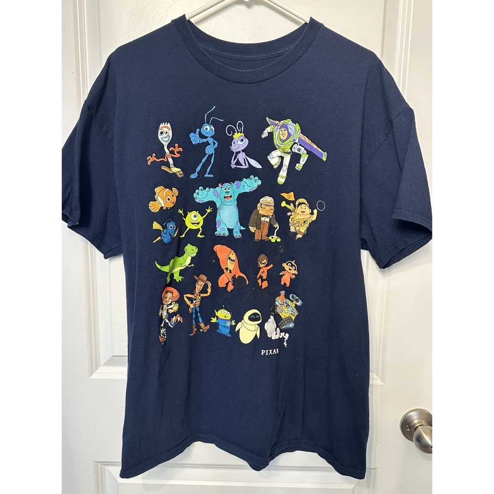 Disney Pixar Cotton T Shirt Sz XL Navy Classic Movie Characters Casual Novelty